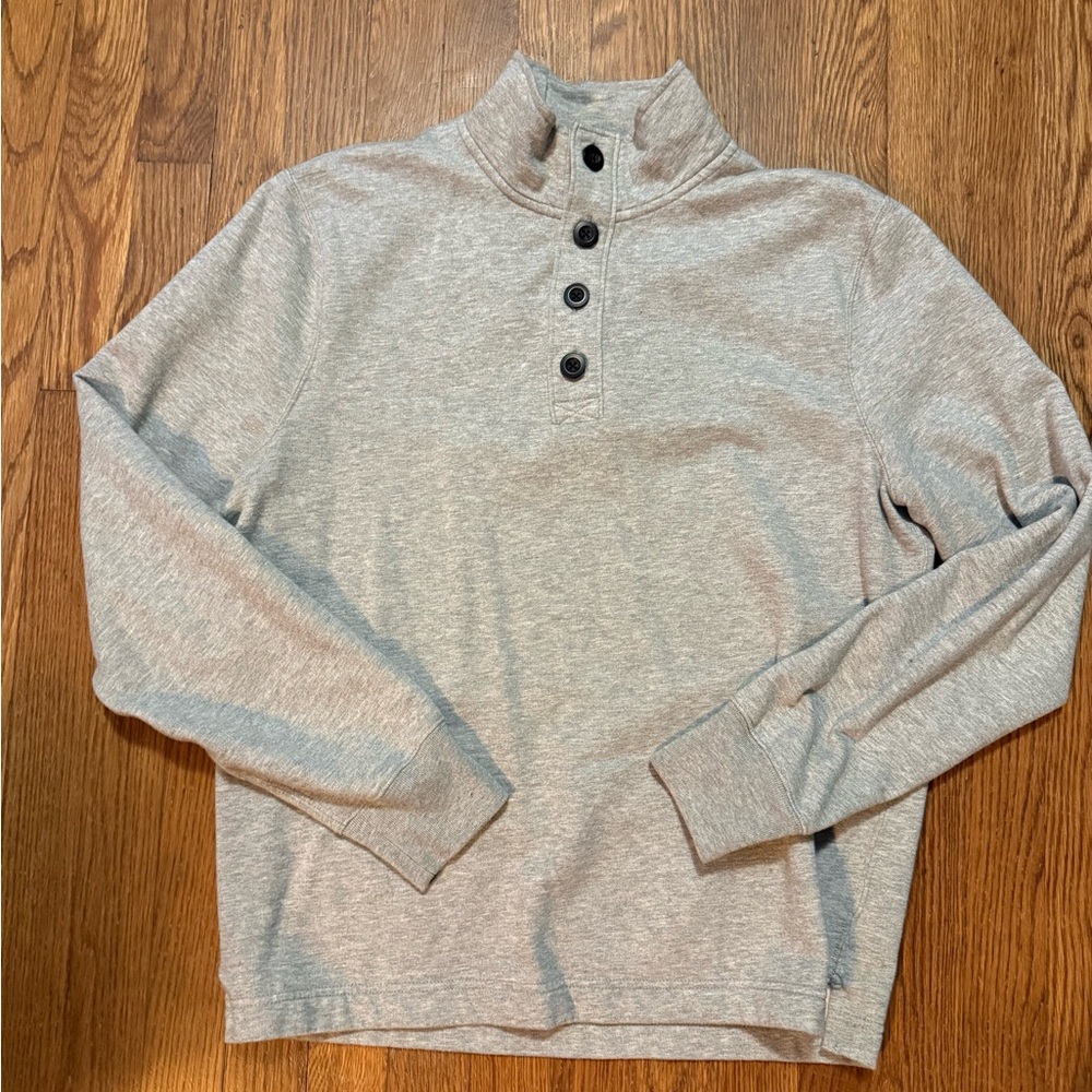 J. Crew Men's Heather Gray Button-Up Turtleneck Sweater